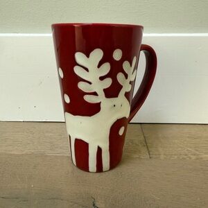Vintage Adorable Pier 1 Red Reindeer Mug